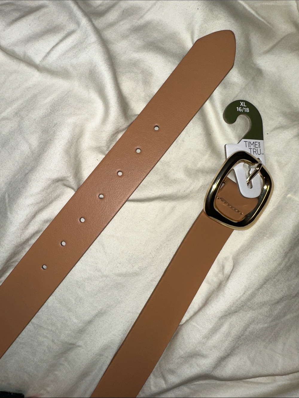 Time and Tru Tan Wide Belt with Gold-Tone Buckle